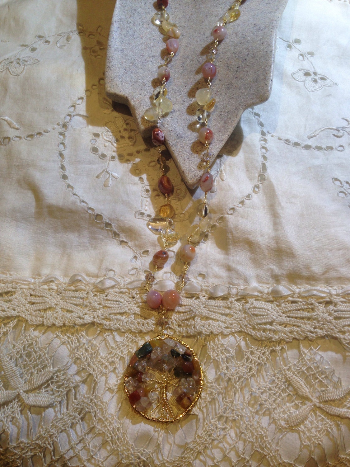 アクセサリー BECOME TREE Glass-Pearl Necklace Hand Wrapped Pearl and Crystal Tree of Life Necklace - Etsy