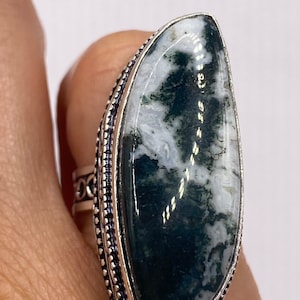 Vintage Green Moss Agate Cocktail Ring
