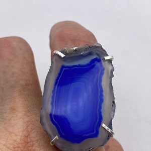 Vintage Genuine Blue Lace agate Silver Ring
