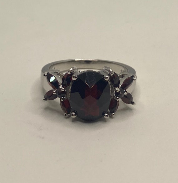Vintage Red Bohemian Garnet Ring 925 Sterling Sil… - image 2