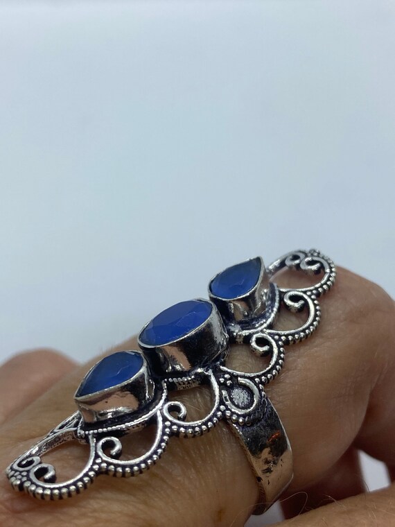 Vintage Blue Chalcedony Ring Statement Cocktail - image 2