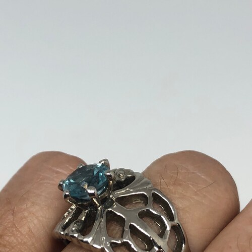 Vintage Genuine shops Blue Topaz 925 Sterling Silver Ring