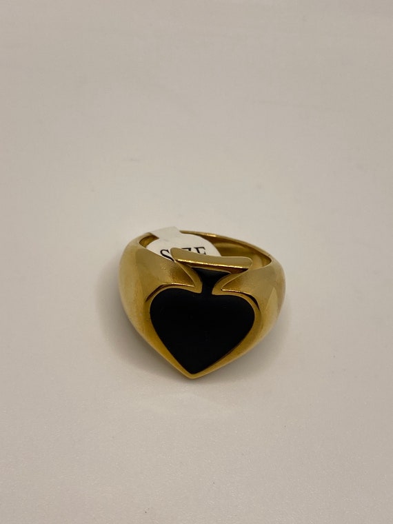Vintage Black Spade Golden Stainless Steel Ring - image 4