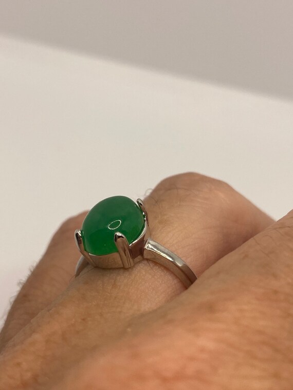 Vintage Lucky Green Nephrite Jade Ring - image 6