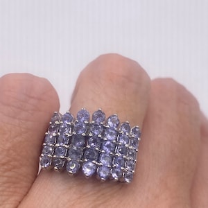 Vintage Blue Iolite 925 Sterling Silver Ring Size 7