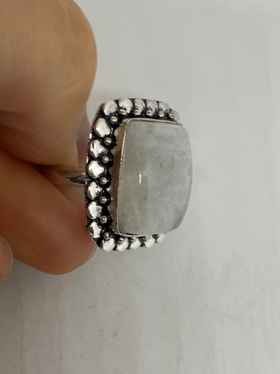 Vintage Genuine Rainbow Moonstone Ring - image 6