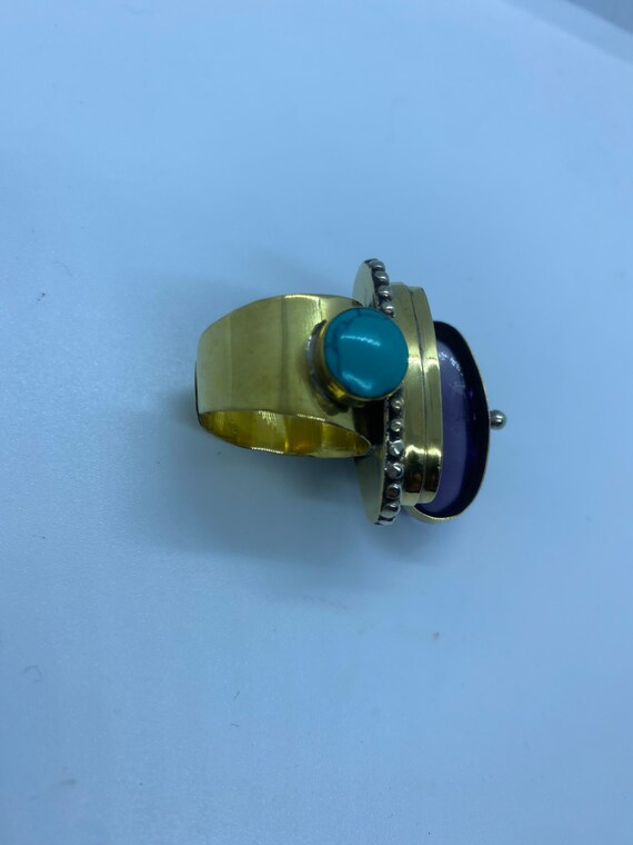 Large Stone Brass Knuckle poison pillbox Adjustab… - image 3