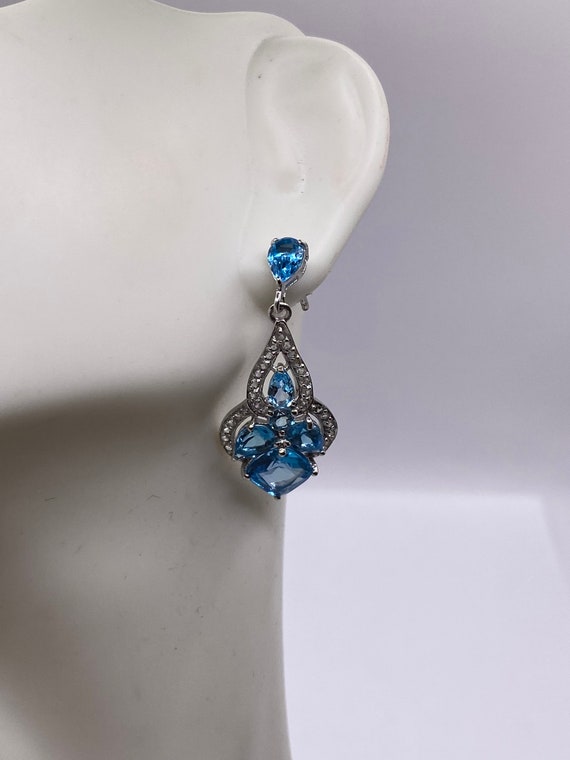 Vintage Blue Topaz Gemstone 925 Sterling Silver Da