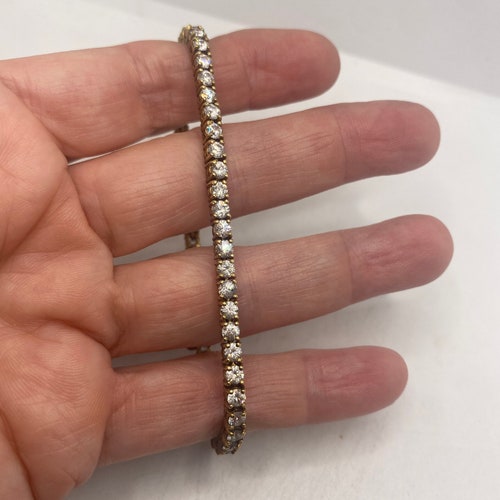 Handmade Genuine White Sapphires shops 925 Sterling Silver Tennis Bracelet