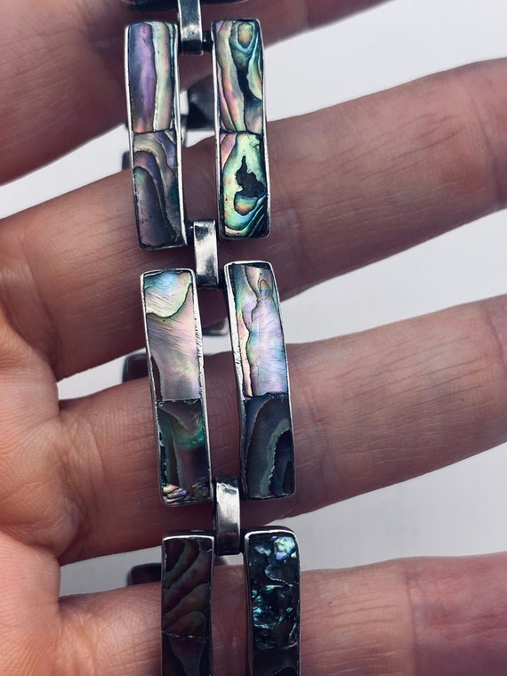 Vintage Abalone 925 Sterling Silver Bracelet - image 5