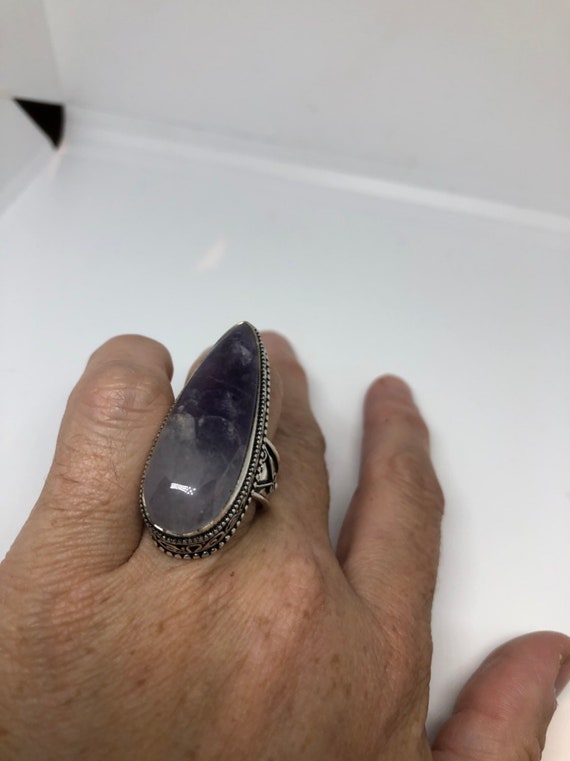 Vintage Blue Genuine Amethyst Adjustable Ring - image 7