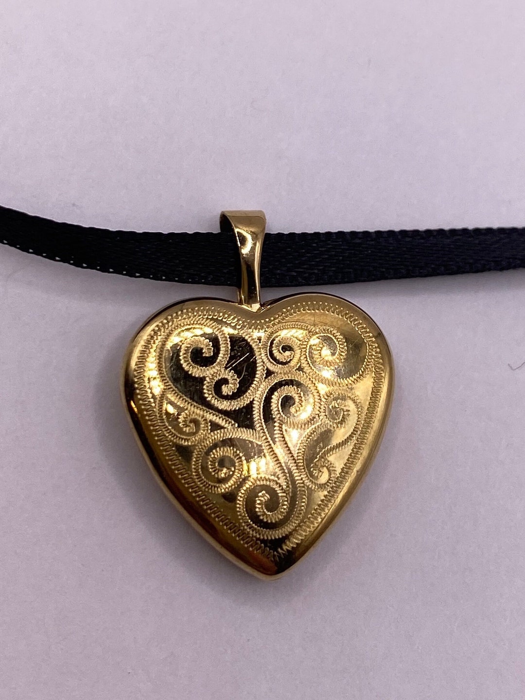 Vintage Heart Locket Choker Gold Filled Necklace - Etsy
