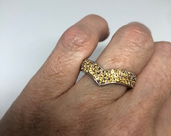 Vintage Citrine 925 Sterling Silver Deco Ring Size 9