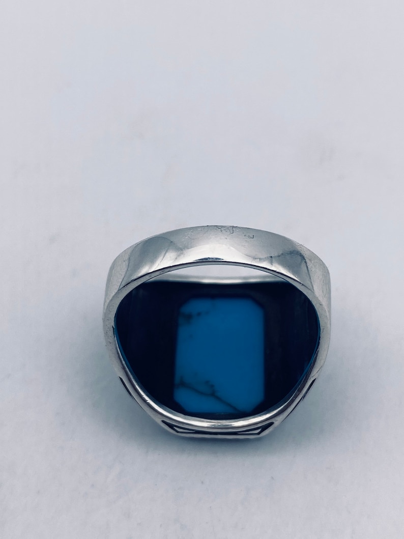 Vintage Turquoise Mens Ring in 925 Sterling Silver - Etsy