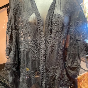 Lace Kimono Jacket Vintage Style Black Embroidered Wrap