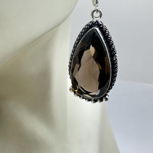 Vintage Brown Smoky Topaz 925 Sterling Silver drop Earrings