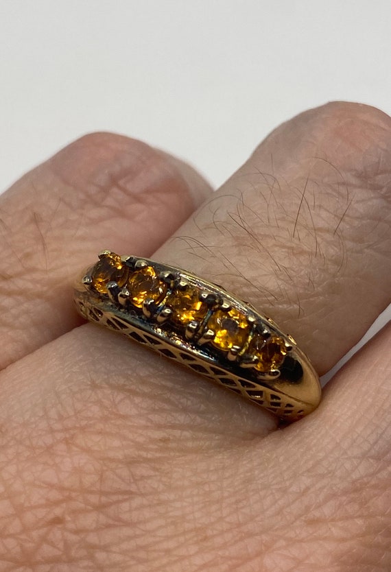 Vintage Golden Citrine 925 Sterling Silver Cockta… - image 1