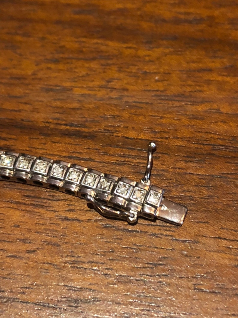 Handmade Genuine white Sapphires Rhodium Finished 925 Sterling Silver Tennis Bracelet