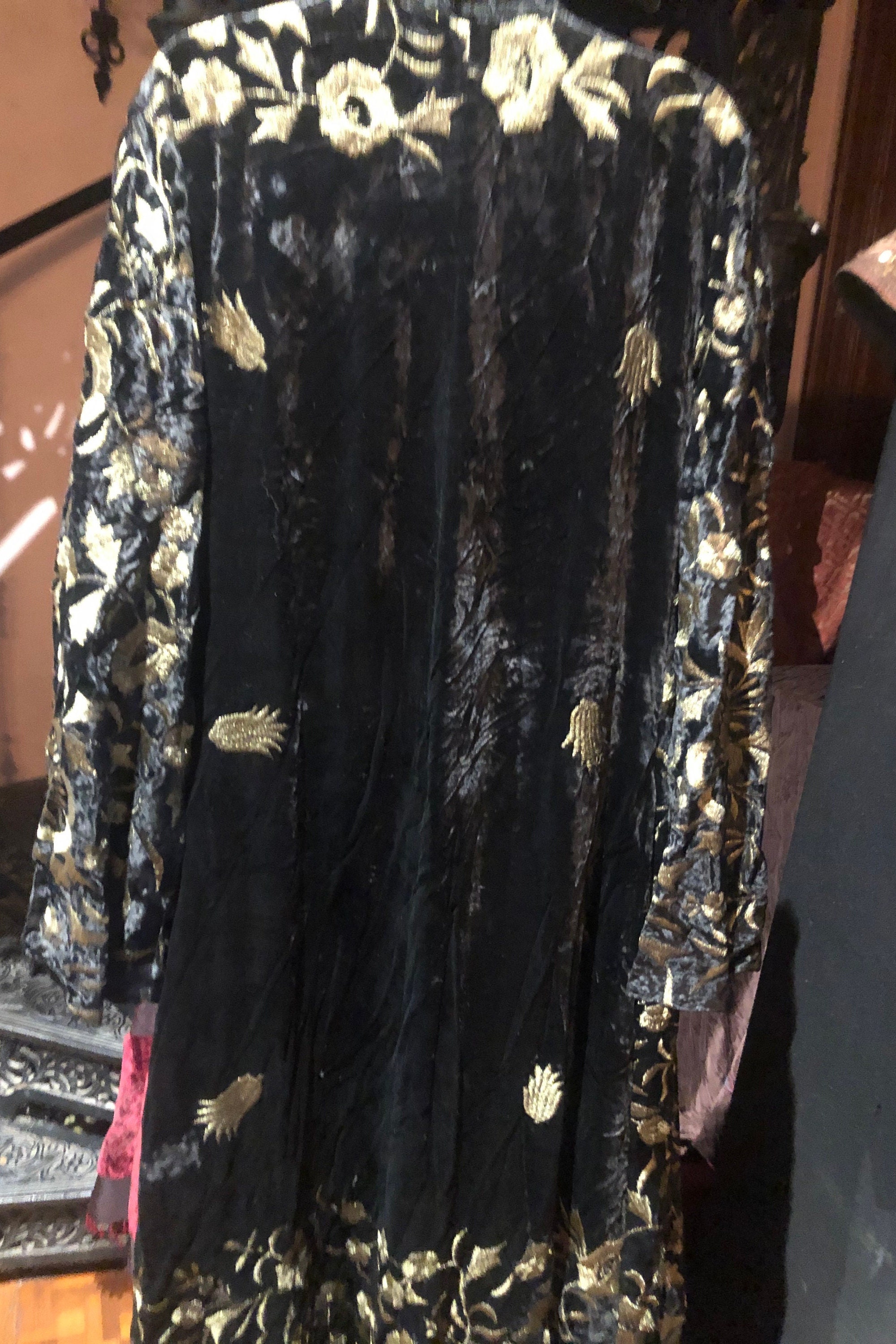 Adrianne Landau Kimono Jacket Vintage Style Black Velvet Gold | Etsy