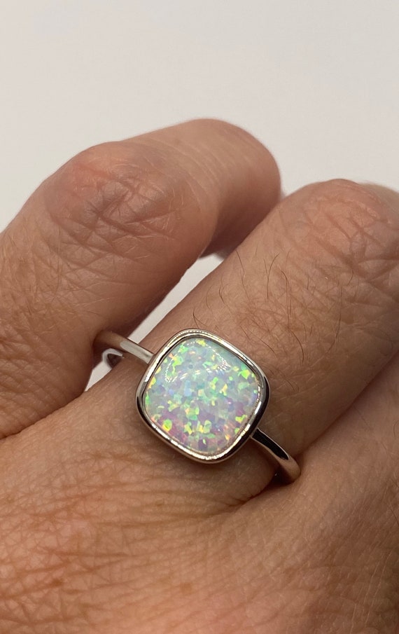 Vintage Opal 925 Sterling Silver Inlay Ring - image 2