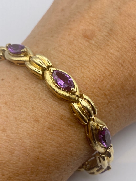 Vintage Purple Alexandrite Tennis Bracelet Golden… - image 1