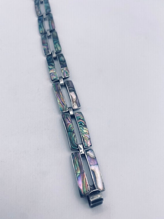 Vintage Abalone 925 Sterling Silver Bracelet - image 10