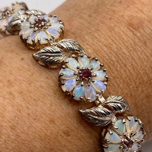 Vintage Opal Flower Bracelet 925 Sterling Silver