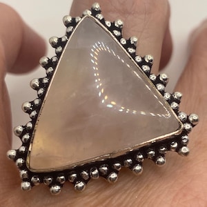 Vintage Genuine Rose Quartz Silver Ring
