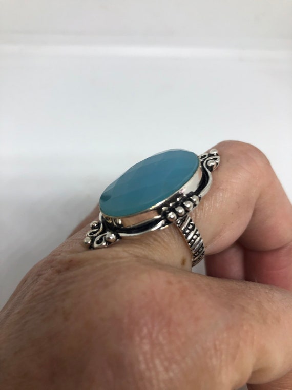 Vintage Blue Chalcedony Ring Statement Cocktail S… - image 6