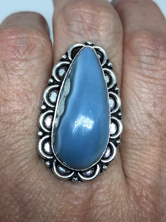 Vintage Blue Onyx Ring  Cocktail Size 8.5 - image 5