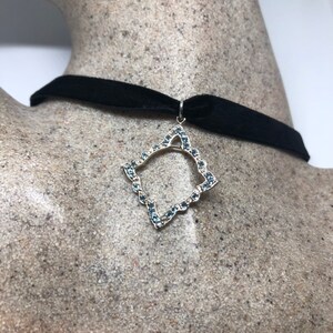 Vintage Genuine Deep Lindon Blue Topaz 925 Sterling Silver Necklace Pendant