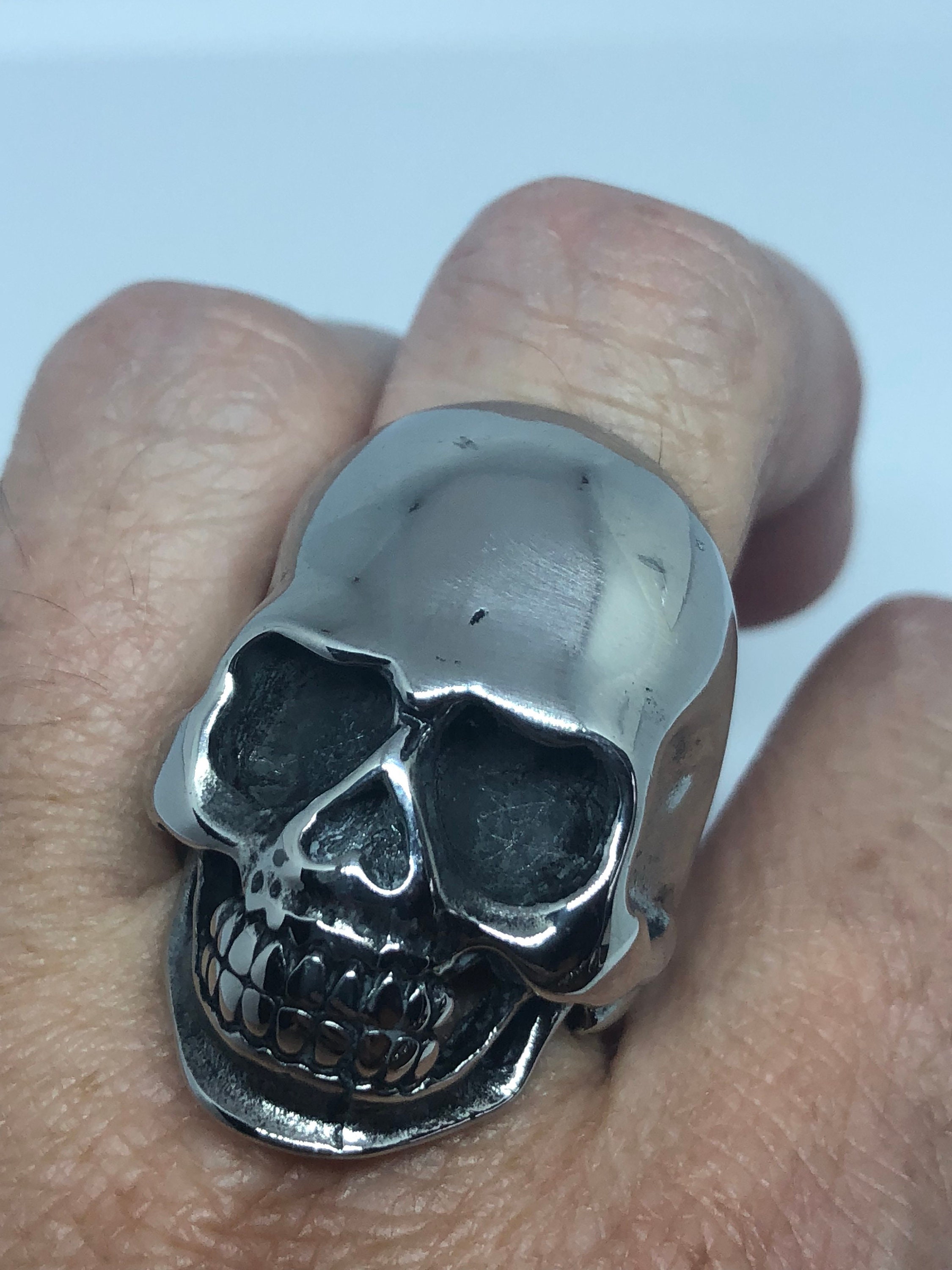Lot De 5 Bagues Tête De Mort Gothique - Argenté - Taille 62 (19.8) - Style Rock/Moto