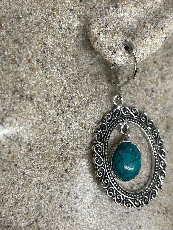 Vintage Sterling Silver Blue Turquoise Howlite Ear