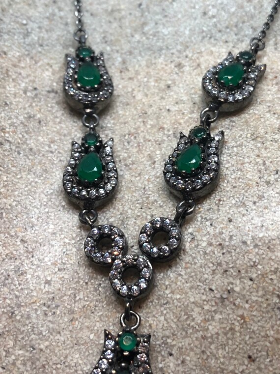 Genuine Green Quartz and Crystal Sterling Silver … - image 6