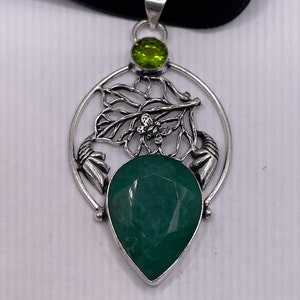 Vintage Green Raw Emerald Crystal Choker Pendant