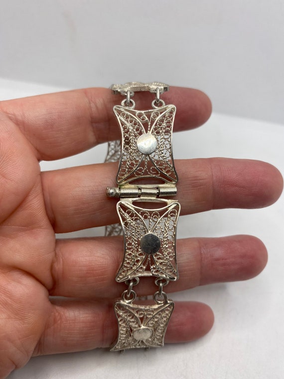 Vintage 925 Sterling Silver Filigree Grape Bracel… - image 3