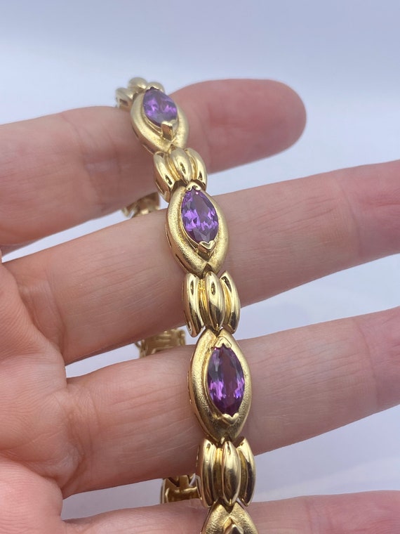 Vintage Purple Alexandrite Tennis Bracelet Golden… - image 4