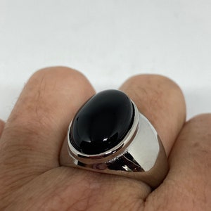Vintage Black Onyx Stainless Steel Mens Ring - Etsy