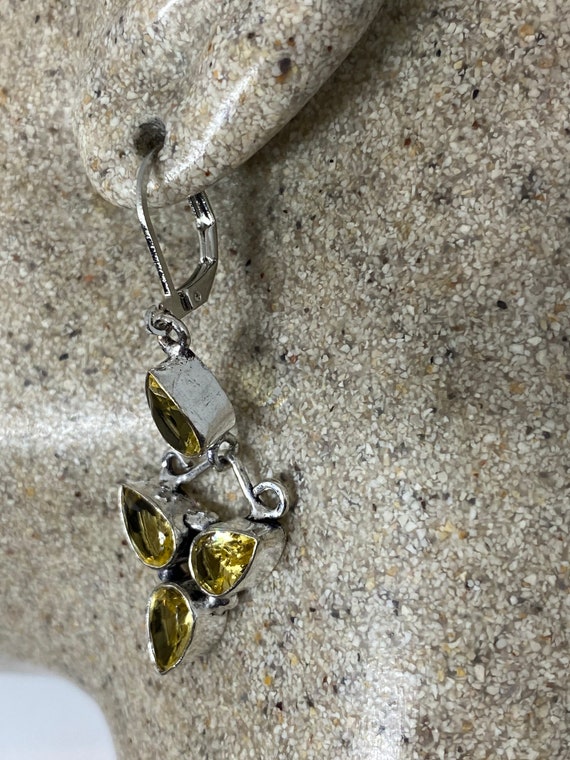 Vintage Citrine Earrings 925 Sterling Silver Deco… - image 6