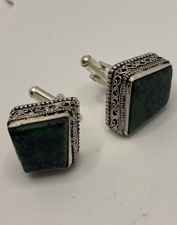 Vintage Ruby Zoisite Cuff Links