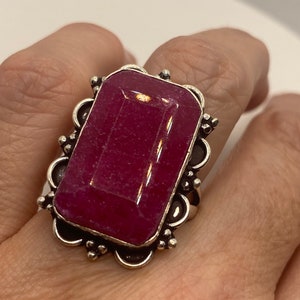 Vintage Handmade Raw Pink Ruby Silver Gothic Ring