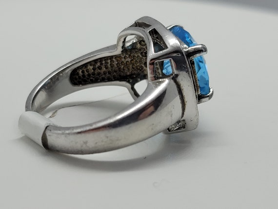 Vintage Blue Topaz and White Sapphire Ring in 925… - image 6