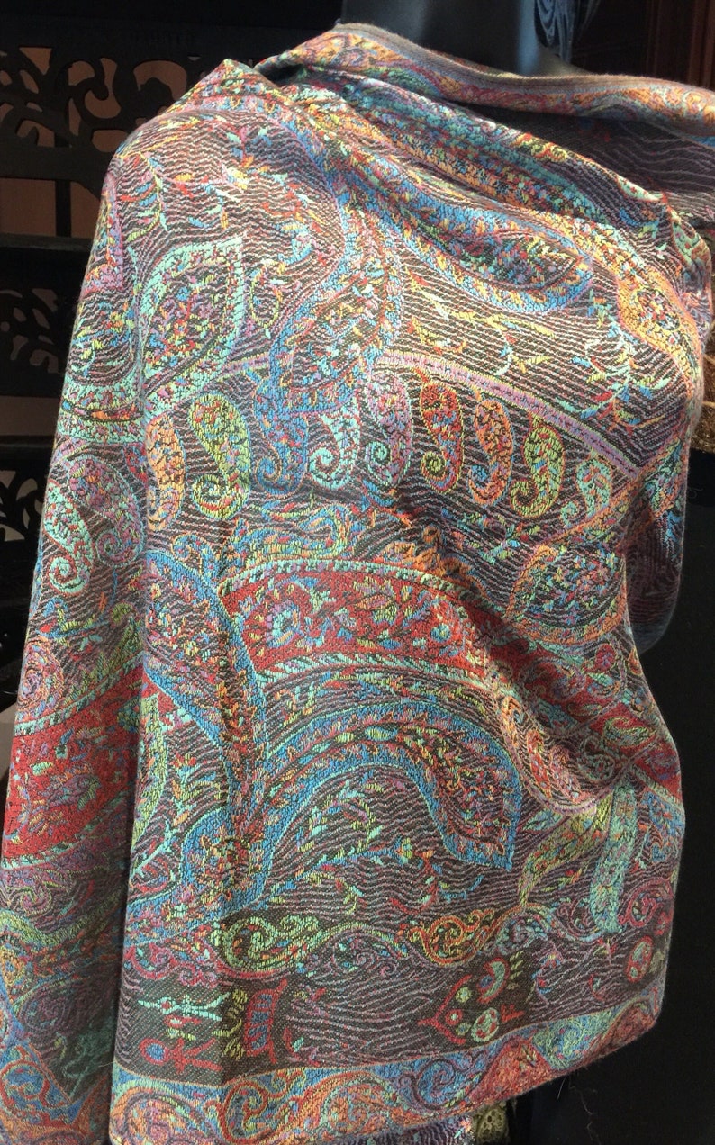 Jamawar Paisley Brocade Pashmina Scarf Wrap Shawl - Etsy