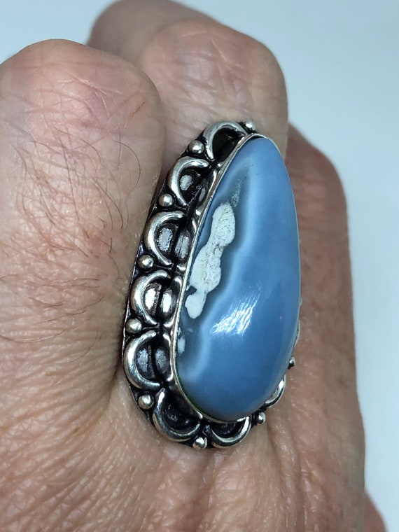 Vintage Blue Onyx Ring  Cocktail Size 8.5 - image 4