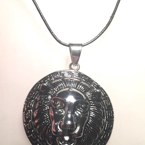 Vintage Handmade Silver Stainless Steel Gothic Lion Pendant Necklace