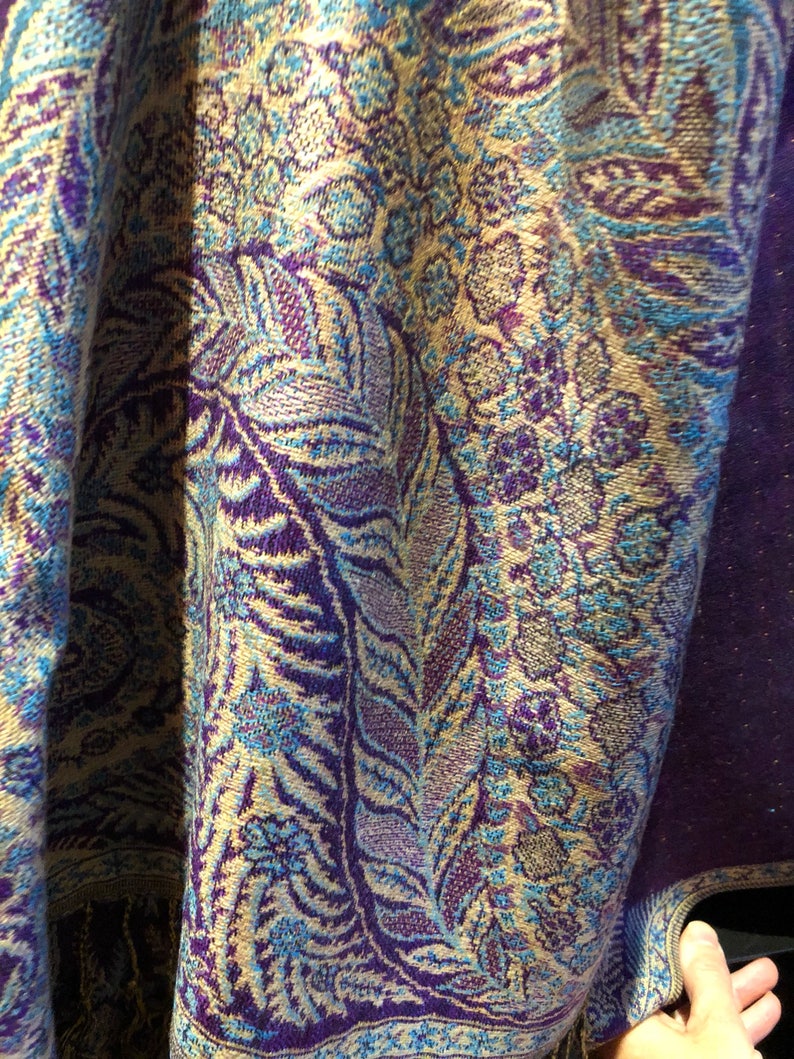 Vintage Purple Paisley Brocade Pashmina Scarf Wrap shawl | Etsy