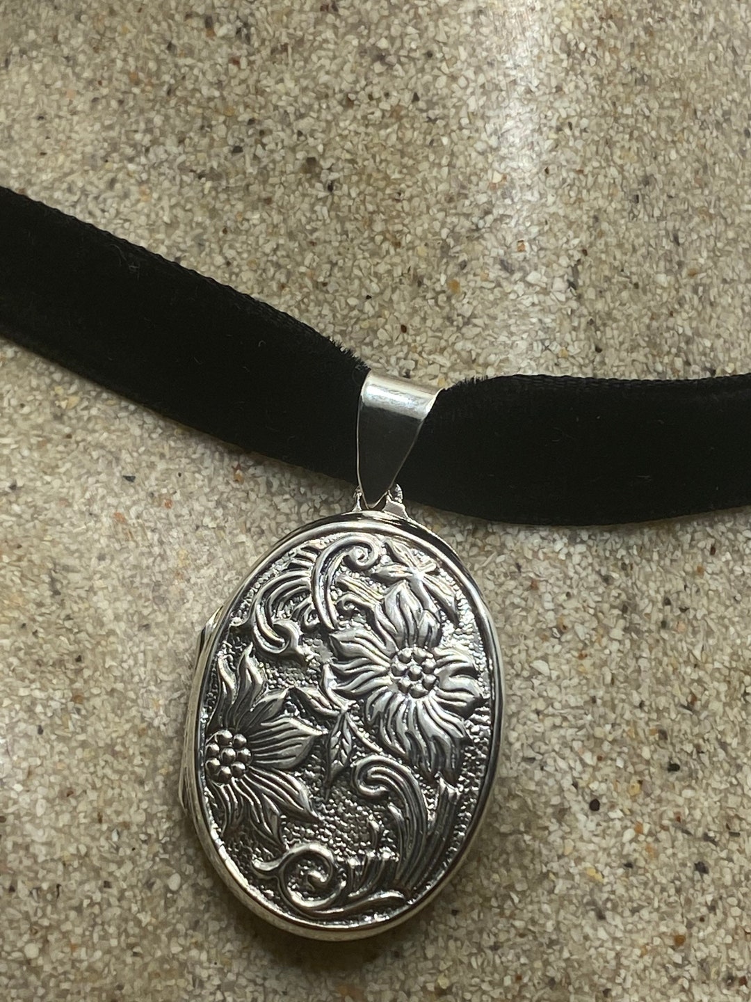 Vintage Locket Choker 925 Sterling Silver Necklace - Etsy