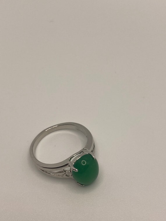 Vintage Lucky Green Nephrite Jade Cocktail Ring - image 5