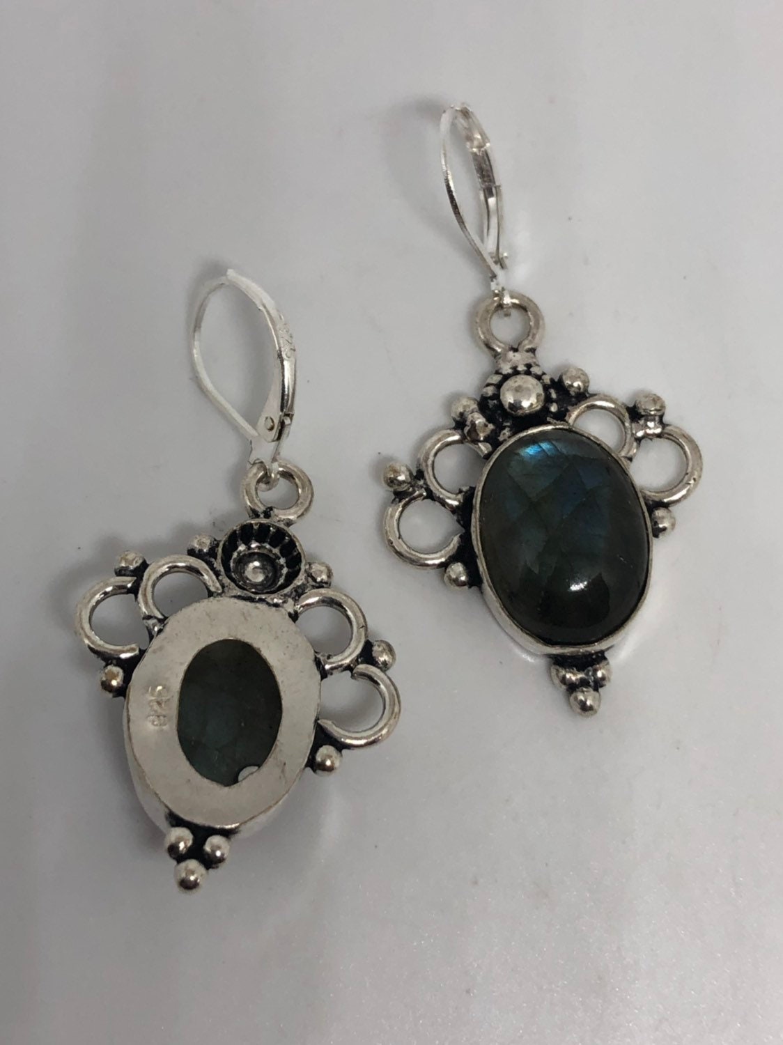 Vintage labradorite silver dangle earrings | Etsy