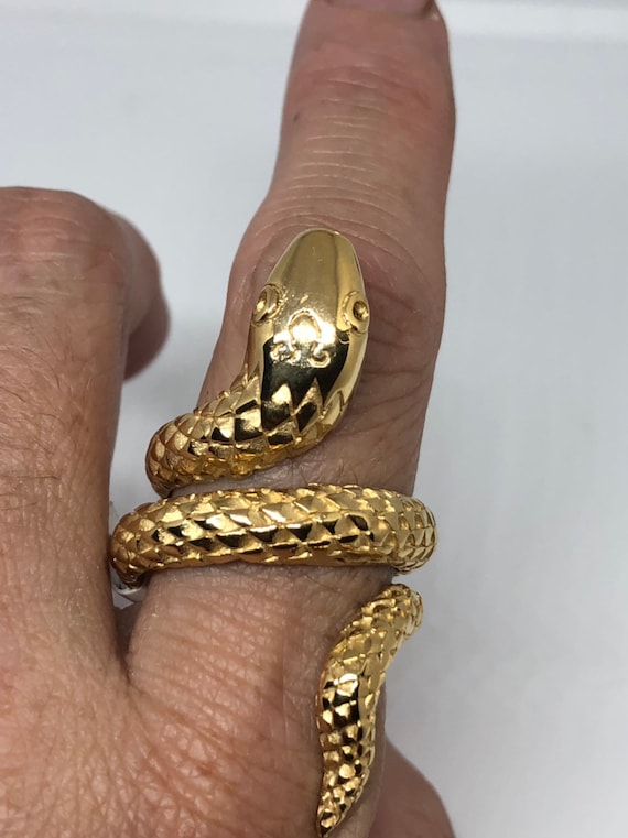 Vintage Gothic Golden Stainless Steel Snake Mens … - image 1